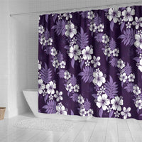 Hawaiian Hibiscus Tribal Floral Purple Shower Curtain Polynesian Tapa Pattern - Polynesian Pride