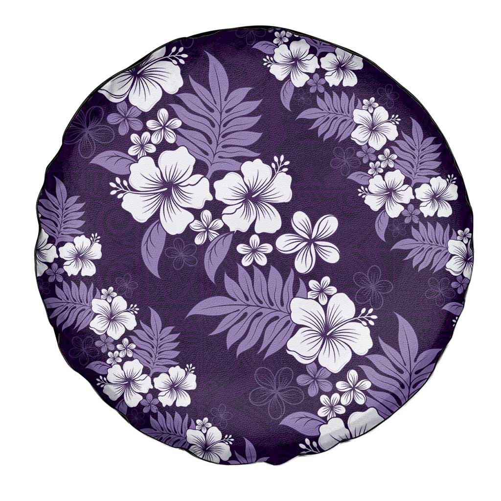 Hawaiian Hibiscus Tribal Floral Purple Spare Tire Cover Polynesian Tapa Pattern - Polynesian Pride