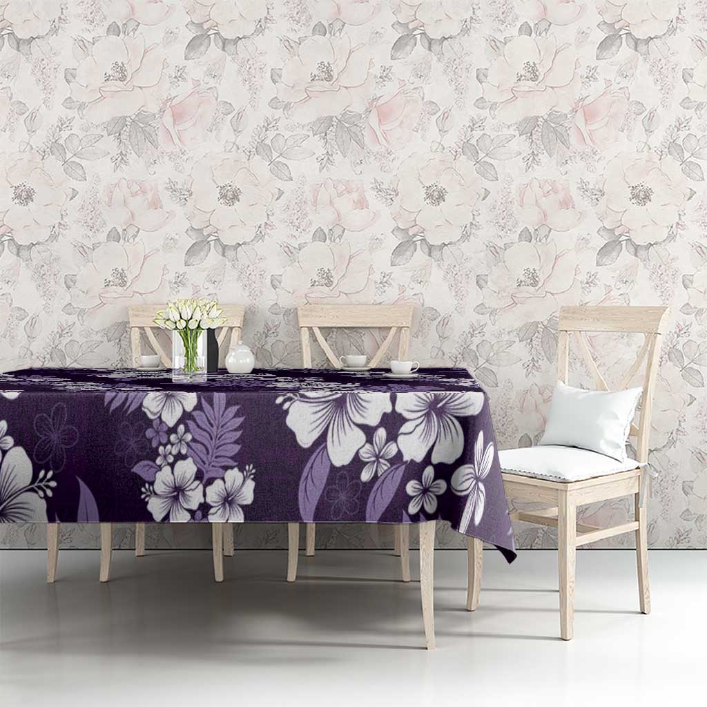 Hawaiian Hibiscus Tribal Floral Purple Tablecloth Polynesian Tapa Pattern - Polynesian Pride