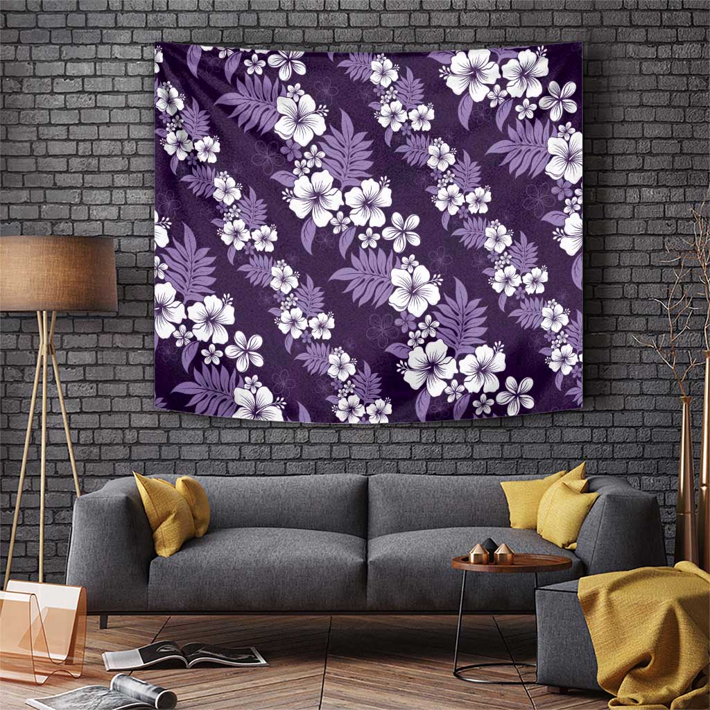 Hawaiian Hibiscus Tribal Floral Purple Tapestry Polynesian Tapa Pattern - Polynesian Pride