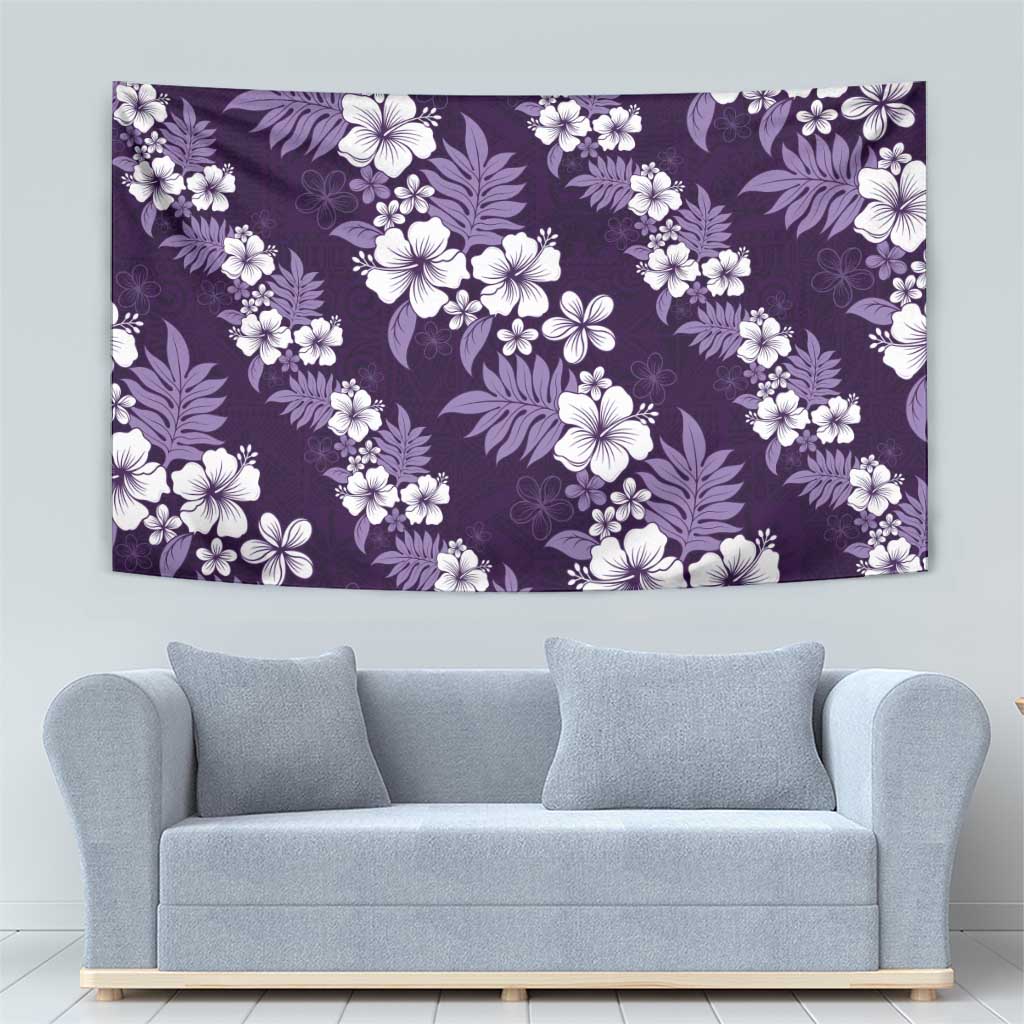 Hawaiian Hibiscus Tribal Floral Purple Tapestry Polynesian Tapa Pattern - Polynesian Pride