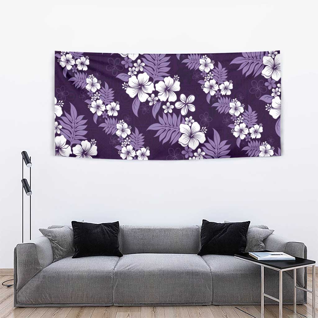Hawaiian Hibiscus Tribal Floral Purple Tapestry Polynesian Tapa Pattern - Polynesian Pride