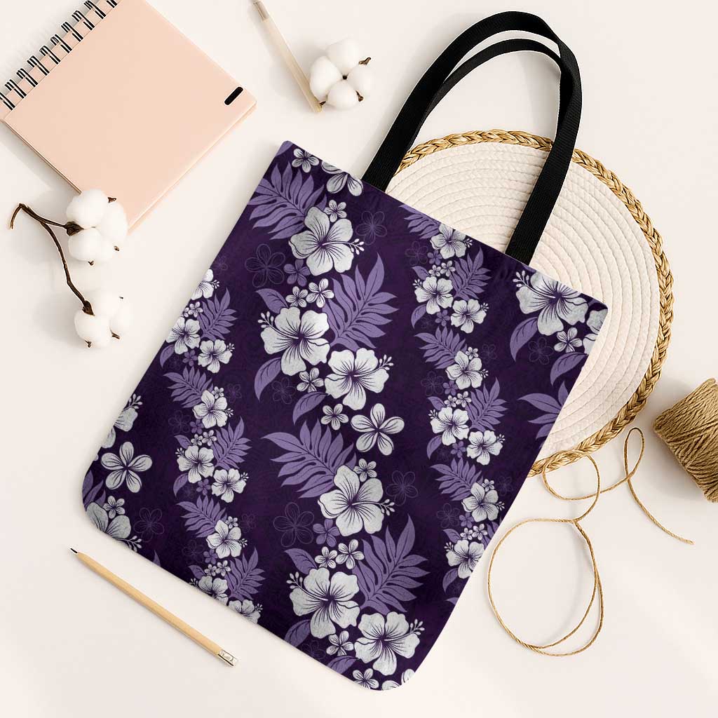 Hawaiian Hibiscus Tribal Floral Purple Tote Bag Polynesian Tapa Pattern - Polynesian Pride