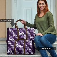 Hawaiian Hibiscus Tribal Floral Purple Travel Bag Polynesian Tapa Pattern - Polynesian Pride
