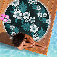 Hawaiian Hibiscus Tribal Floral Teal Beach Blanket Polynesian Tapa Pattern - Polynesian Pride