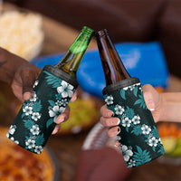 Hawaiian Hibiscus Tribal Floral Teal 4 in 1 Can Cooler Tumbler Polynesian Tapa Pattern - Polynesian Pride