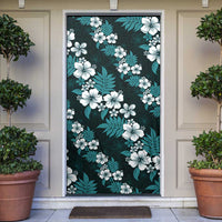 Hawaiian Hibiscus Tribal Floral Teal Door Cover Polynesian Tapa Pattern - Polynesian Pride