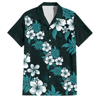 Hawaiian Hibiscus Tribal Floral Teal Hawaiian Shirt Polynesian Tapa Pattern - Polynesian Pride