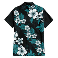 Hawaiian Hibiscus Tribal Floral Teal Hawaiian Shirt Polynesian Tapa Pattern - Polynesian Pride