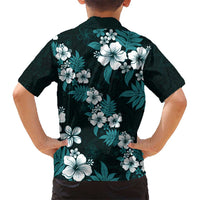 Hawaiian Hibiscus Tribal Floral Teal Hawaiian Shirt Polynesian Tapa Pattern - Polynesian Pride