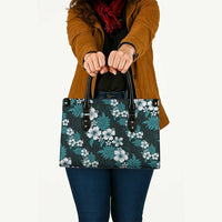 Hawaiian Hibiscus Tribal Floral Teal Leather Bag Polynesian Tapa Pattern - Polynesian Pride