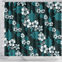Hawaiian Hibiscus Tribal Floral Teal Shower Curtain Polynesian Tapa Pattern - Polynesian Pride