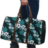 Hawaiian Hibiscus Tribal Floral Teal Travel Bag Polynesian Tapa Pattern - Polynesian Pride