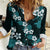 Hawaiian Hibiscus Tribal Floral Teal Women Casual Shirt Polynesian Tapa Pattern - Polynesian Pride
