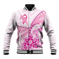 Personalised New Zealand Pink Fern Breast Cancer Baseball Jacket Polynesian Pattern LT01 Unisex Pink - Polynesian Pride