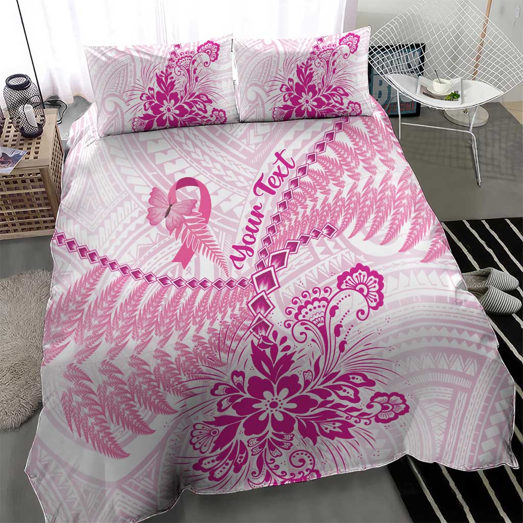 Personalised New Zealand Pink Fern Breast Cancer Bedding Set Polynesian Pattern LT01 - Polynesian Pride