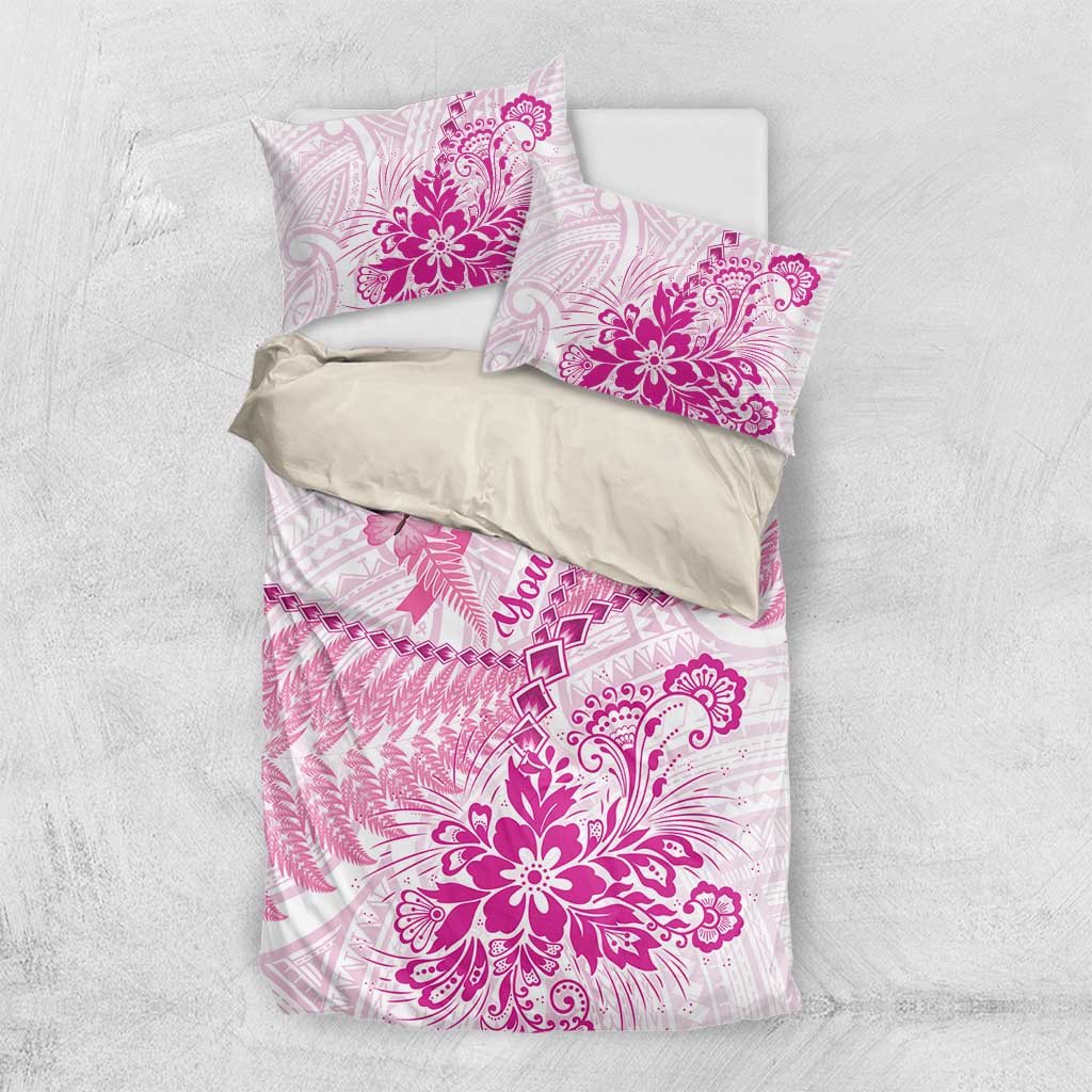 Personalised New Zealand Pink Fern Breast Cancer Bedding Set Polynesian Pattern LT01 US Twin 172cm x 218cm Pink - Polynesian Pride