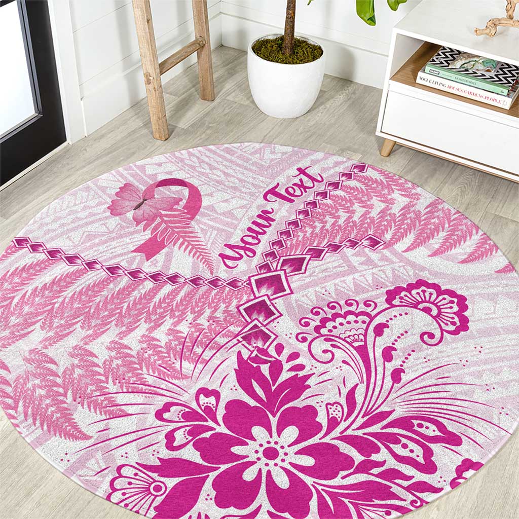 Personalised New Zealand Pink Fern Breast Cancer Round Carpet Polynesian Pattern LT01 Pink - Polynesian Pride