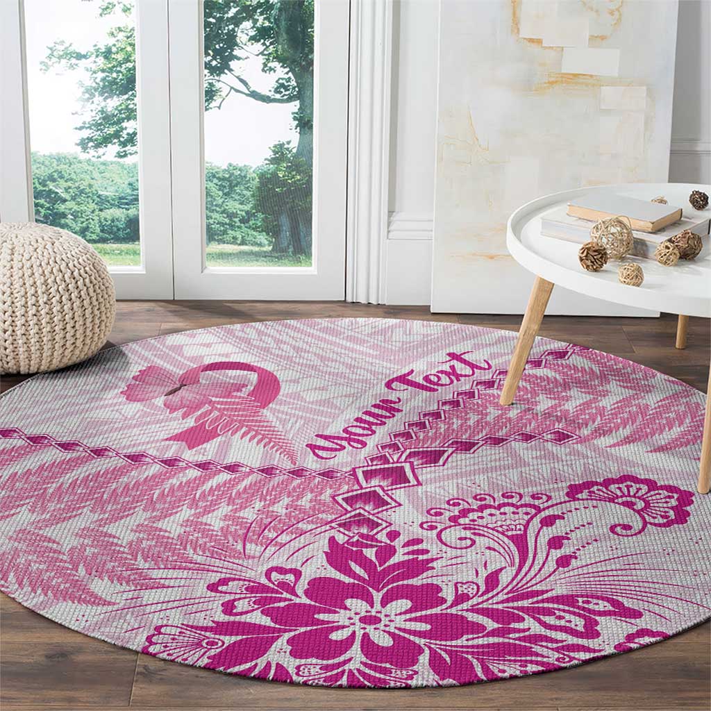 Personalised New Zealand Pink Fern Breast Cancer Round Carpet Polynesian Pattern LT01 - Polynesian Pride