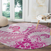 Personalised New Zealand Pink Fern Breast Cancer Round Carpet Polynesian Pattern LT01 - Polynesian Pride