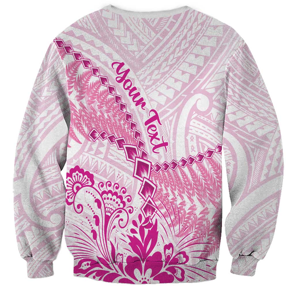 Personalised New Zealand Pink Fern Breast Cancer Sweatshirt Polynesian Pattern LT01 - Polynesian Pride