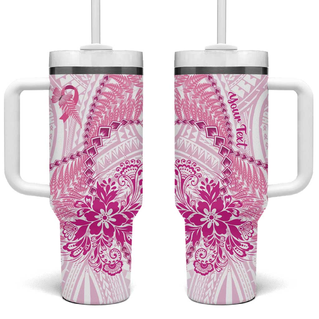 Personalised New Zealand Pink Fern Breast Cancer Tumbler With Handle Polynesian Pattern LT01 One Size: 40 oz Pink - Polynesian Pride