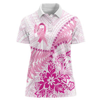 Personalised New Zealand Pink Fern Breast Cancer Women Polo Shirt Polynesian Pattern