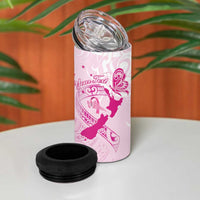 Personalised Aotearoa Breast Cancer 4 in 1 Can Cooler Tumbler Maori Pattern