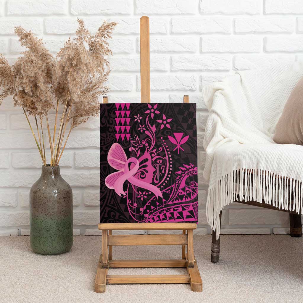 Hawaii Breast Cancer Canvas Wall Art Girl Floral Kakau Pattern