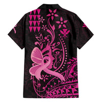 Hawaii Breast Cancer Family Matching Short Sleeve Bodycon Dress and Hawaiian Shirt Girl Floral Kakau Pattern