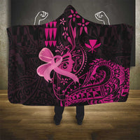 Hawaii Breast Cancer Hooded Blanket Girl Floral Kakau Pattern LT01 - Polynesian Pride