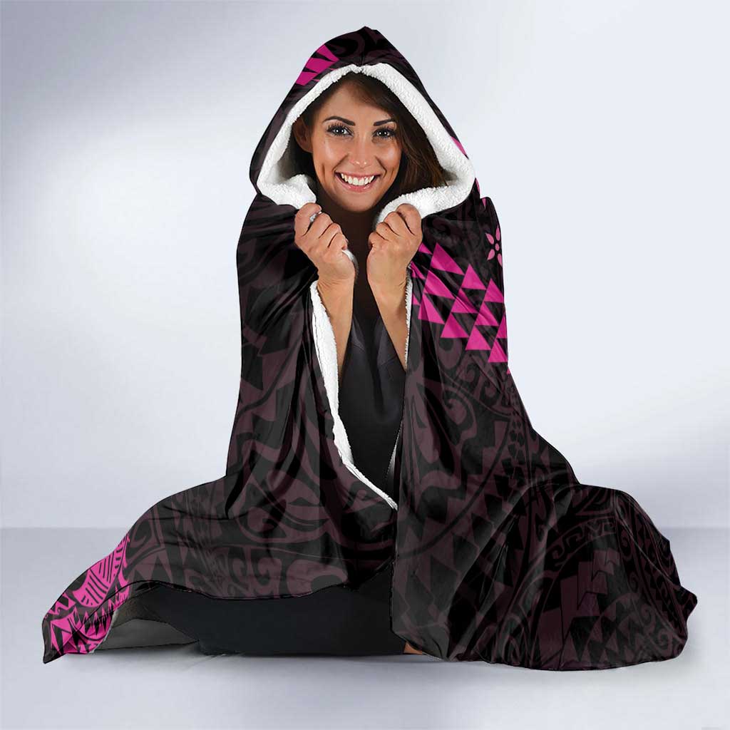 Hawaii Breast Cancer Hooded Blanket Girl Floral Kakau Pattern LT01 - Polynesian Pride