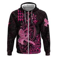 Hawaii Breast Cancer Hoodie Girl Floral Kakau Pattern