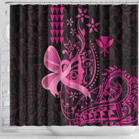 Hawaii Breast Cancer Shower Curtain Girl Floral Kakau Pattern