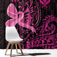 Hawaii Breast Cancer Window Curtain Girl Floral Kakau Pattern