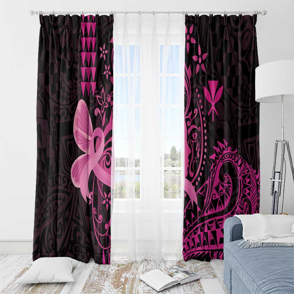 Hawaii Breast Cancer Window Curtain Girl Floral Kakau Pattern