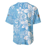 Fiji Tapa Pattern Baseball Jersey Plumeria Floral LT01 - Polynesian Pride