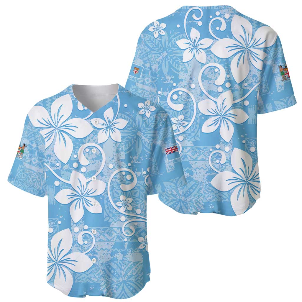 Fiji Tapa Pattern Baseball Jersey Plumeria Floral LT01 - Polynesian Pride