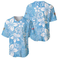 Fiji Tapa Pattern Baseball Jersey Plumeria Floral LT01 - Polynesian Pride