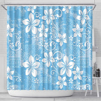 Fiji Tapa Pattern Shower Curtain Plumeria Floral