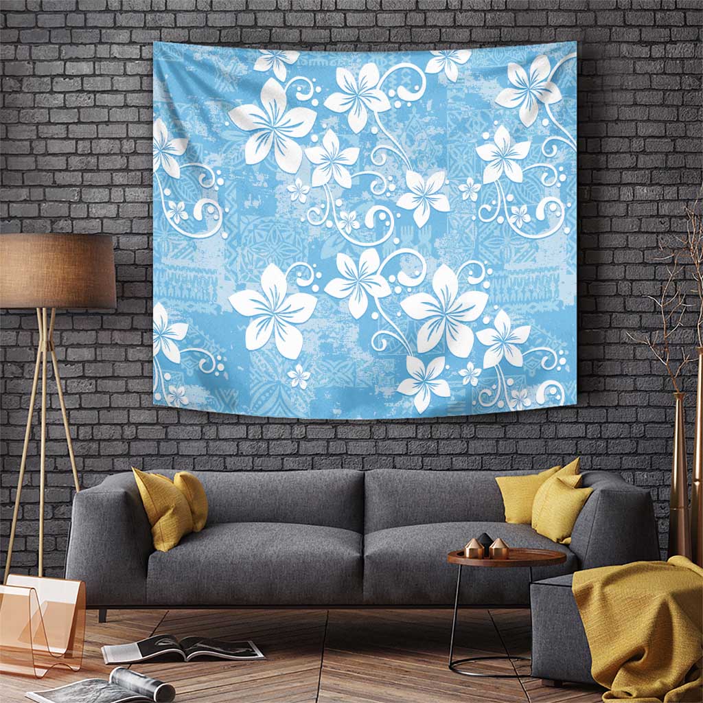 Fiji Tapa Pattern Tapestry Plumeria Floral LT01 - Polynesian Pride