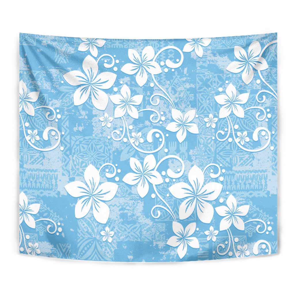 Fiji Tapa Pattern Tapestry Plumeria Floral LT01 - Polynesian Pride
