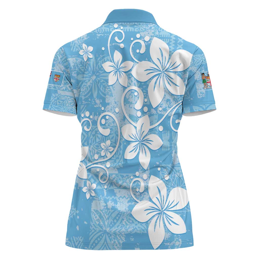 Fiji Tapa Pattern Women Polo Shirt Plumeria Floral LT01 - Polynesian Pride