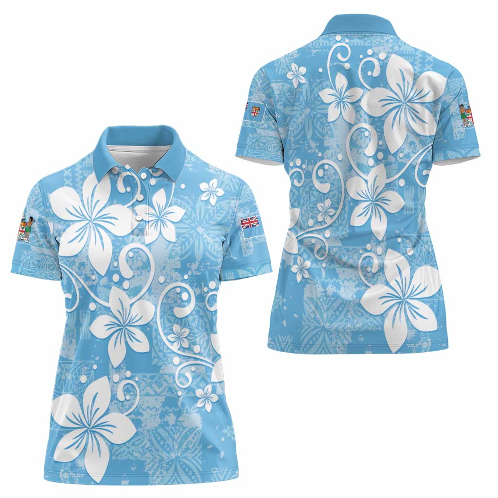 Fiji Tapa Pattern Women Polo Shirt Plumeria Floral LT01 - Polynesian Pride