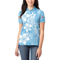 Fiji Tapa Pattern Women Polo Shirt Plumeria Floral LT01 - Polynesian Pride