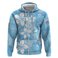 Fiji Tapa Pattern Zip Hoodie Plumeria Floral