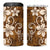 Plumeria Floral Tapa Pattern Vintage Gold 4 in 1 Can Cooler Tumbler