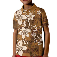 Plumeria Floral Tapa Pattern Vintage Gold Kid Polo Shirt LT01 Kid Gold - Polynesian Pride