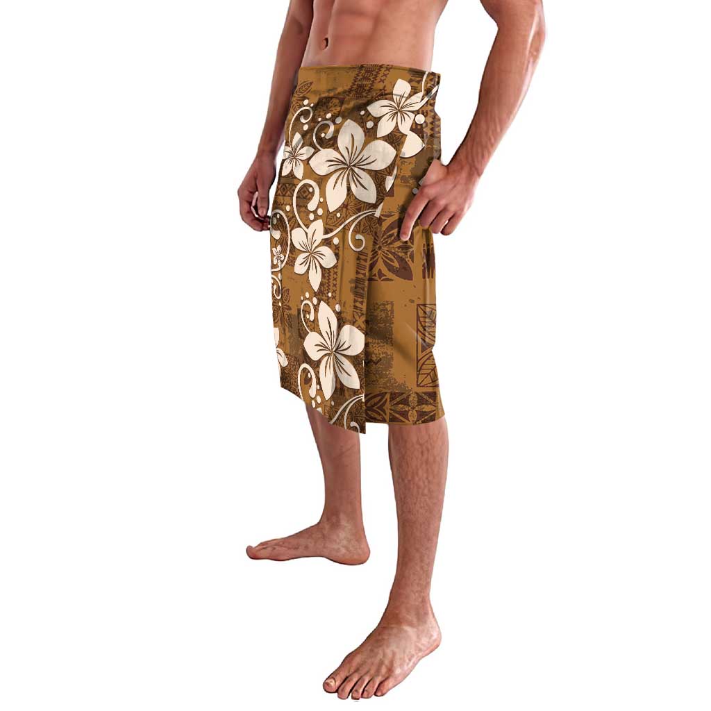 Plumeria Floral Tapa Pattern Vintage Gold Lavalava