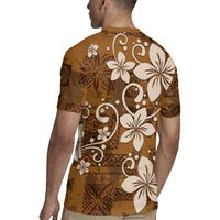 Plumeria Floral Tapa Pattern Vintage Gold Rugby Jersey